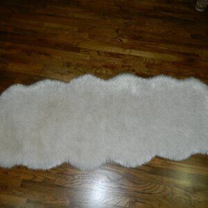 Pottery Barn Luxe Faux Hide Fur Double Length Rug Ivory